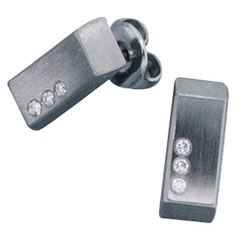 Ohrstecker eckig Edelstahl mattiert 6 Diamanten Brillanten Ohrringe Unkategorisiert online kaufen