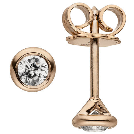 Ohrstecker rund 585 Gold Rotgold 2 Diamanten Brillanten 0 24 ct. Ohrringe Unkategorisiert online kaufen