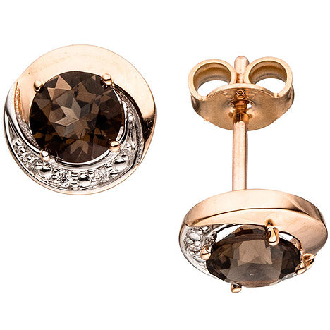Ohrstecker rund 585 Gold Rotgold 4 Diamanten Brillanten 2 Rauchquarze braun Unkategorisiert online kaufen