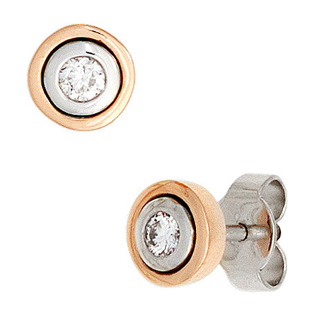 Ohrstecker rund 585 Gold Rotgold Weißgold bicolor 2 Diamanten Ohrringe Unkategorisiert online kaufen