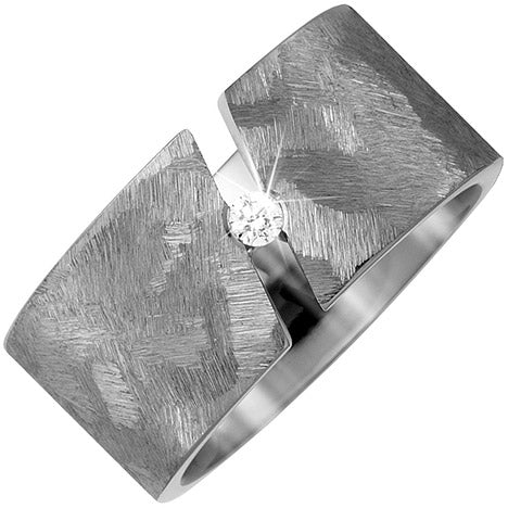 Partner Ring breit aus Titan 1 Diamant Brillant 0 05ct. Partnerring Titanring - 56 Unkategorisiert online kaufen