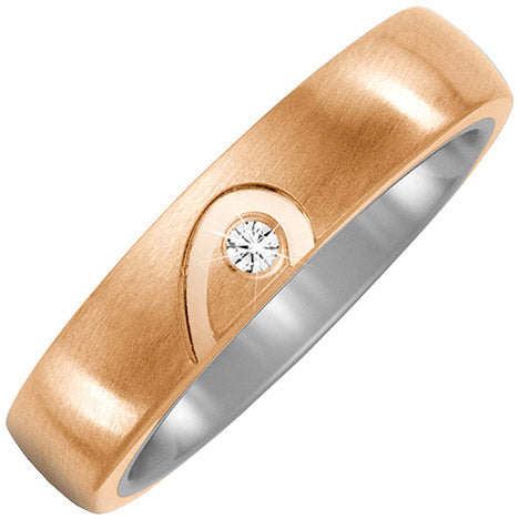 Partner Ring Halbes Herz aus Titan und Bronze 1 Diamant Brillant Partnerring - 66 Unkategorisiert online kaufen