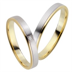 Rauschmayer Fine Selection Eheringe Gelb-Weißgold 3 mm, 0,005 ct W/SI