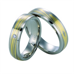 Rauschmayer Mokume Gane Trauringe 5 mm aus 585 Weiß- und Gelbgold mit Brillant ca. 0,03 ct Unkategorisiert online kaufen