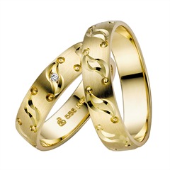 Rauschmayer Pair 2 Eheringe 5 mm Gelbgold, 1 Brillant 0,01 ct Unkategorisiert online kaufen