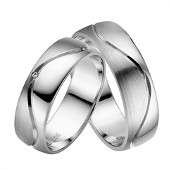 Rauschmayer Pair 2 Eheringe 6 mm aus Weißgold – 3 Brillanten, ca. 0,015 ct, Wesselton Unkategorisiert online kaufen