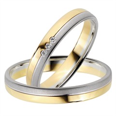 Rauschmayer Trauringe 3,5 mm aus Gelb-/Weißgold mit 3 Brillanten, 0,0225 ct Unkategorisiert online kaufen