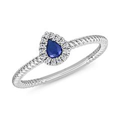 Ring aus Weißgold oder Platin mit Saphir, Lab-Diamanten