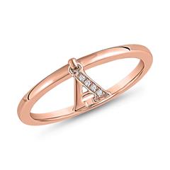 Roségoldener Ring mit Buchstabenanhänger, Brillanten