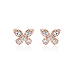 Schmetterlings-Ohrstecker aus Roségold mit Brillanten