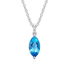 Topas Kette 585er Weißgold 3 Diamanten