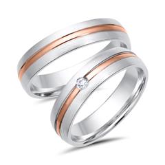 Trauringe 333er Weiss- Rotgold mit Diamant Unkategorisiert online kaufen