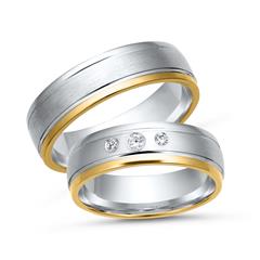 Trauringe 585er Gelb- Weissgold 3 Diamanten Unkategorisiert online kaufen