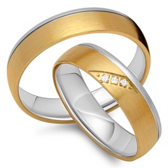 Trauringe 585er Gelb- Weissgold 3 Diamanten Unkategorisiert online kaufen