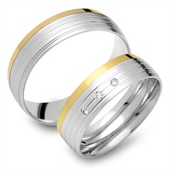 Trauringe 585er Gelb- Weissgold 3 Diamanten Unkategorisiert online kaufen