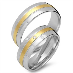 Trauringe 585er Gelb- Weissgold 3 Diamanten Unkategorisiert online kaufen