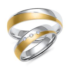 Trauringe aus Gelb- und Weißgold mit 3 Diamanten Unkategorisiert online kaufen
