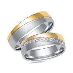 Trauringe aus Weiß- und Gelbgold mit 15 Diamanten Unkategorisiert online kaufen