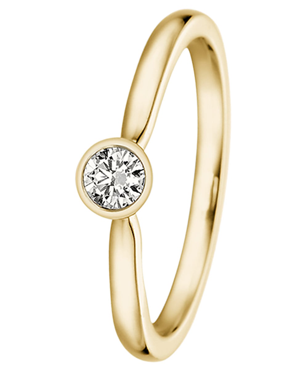 trendor 532494 Damenring für Heiratsantrag 585 Gelbgold mit Diamant 0,15 ct