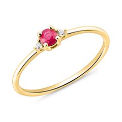 Unique 585er Goldring mit Rubin 0,19 ct und 2 Brillanten 0,02 ct Unkategorisiert Produktbild Unique 585er Goldring mit Rubin 0,19 ct und 2 Brillanten 0,02 ct Unkategorisiert Produktbild