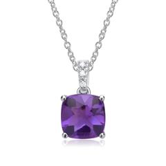 Unique Amethyst-Kette, 3 Brillanten 0,01 ct, 585 Weißgold Unkategorisiert online kaufen