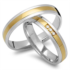 Unique Eheringe 333 Gelb-/Weißgold, 3 Brillanten 0,03 ct Unkategorisiert online kaufen