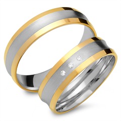 Unique Eheringe 333 Gelb-/Weißgold, 3 Brillanten 0,06 ct TW/SI Unkategorisiert online kaufen