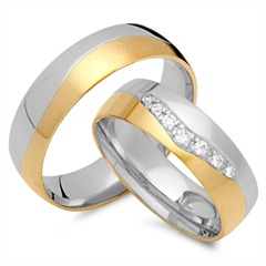 Unique Eheringe 333 Gelb-/Weißgold, 7 Brillanten 0,12 ct Unkategorisiert online kaufen
