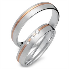 Unique Eheringe 333 Rosé- und Weißgold, 3 Brillanten ca. 0,09 ct Unkategorisiert online kaufen