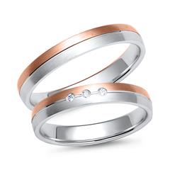 Unique Eheringe 3,5 mm silber-rosé mit 3 Brillanten à 0,01 ct Unkategorisiert online kaufen