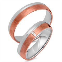 Unique Eheringe 585 Rot-/Weißgold mit 2 Brillanten, ca. 0,01 ct, Top Wesselton, small inclusions Unkategorisiert online kaufen