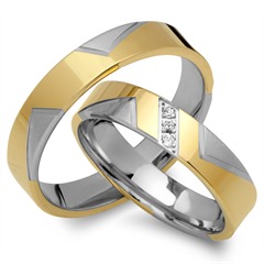 Unique Eheringe 750 Gelb- und Weißgold, 3 Brillanten, ca. 0,03 ct Unkategorisiert online kaufen
