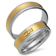 Unique Eheringe 750 Gelb-Weißgold, 3 Brillanten, 0,03 ct Unkategorisiert online kaufen