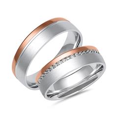 Unique Eheringe aus 333/585 Weiß- und Roségold mit 44 Brillanten, 0,35 ct TW/VS1 Unkategorisiert Produktbild