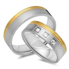 Unique Eheringe aus 333 Gelb- und Weißgold mit 3 Brillanten, ca. 0,09 ct Unkategorisiert online kaufen