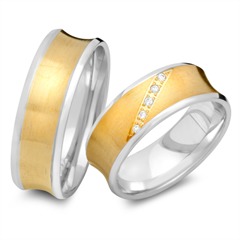 Unique Eheringe aus 333 Gelb-/Weißgold mit 5 Brillanten, ca. 0,05 ct Unkategorisiert online kaufen