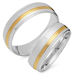 Unique Eheringe aus 333er Gelb- und Weißgold, 1 Brillant 0,01 ct Unkategorisiert online kaufen