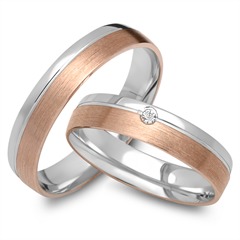 Unique Eheringe aus 333er Rot- und Weißgold mit 1 Brillant (0,02 ct, Top Wesselton, small inclusions) Unkategorisiert online kaufen