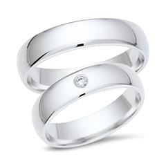 Unique Eheringe aus 333er Weißgold, 5 mm, mit Brillant