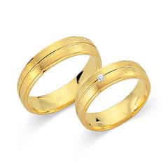 Unique Eheringe aus 750er Gelbgold mit Brillant, 0,03 ct