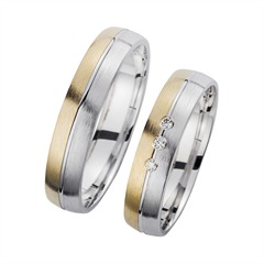Unique Eheringe aus Gelb- und Weißgold, 3 Brillanten à 0,01 ct Unkategorisiert online kaufen