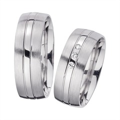Unique Eheringe aus Weißgold, 3 Brillanten 0,06 ct, 7 mm Unkategorisiert online kaufen