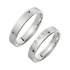 Unique Eheringe aus Weißgold, 3 Brillanten à 0,01 ct, 4 mm Unkategorisiert online kaufen