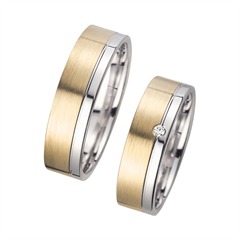 Unique Eheringe Gelb- und Weißgold, 1 Brillant 0,02 ct, 6 mm Unkategorisiert online kaufen