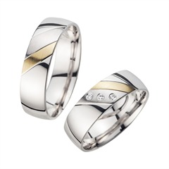 Unique Eheringe Gelb-/Weißgold mit 3 Brillanten à 0,02 ct Unkategorisiert online kaufen