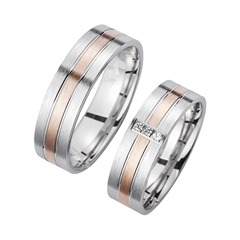 Unique Eheringe Rot- und Weißgold, 3 Brillanten 0,03 ct, 6 mm Unkategorisiert online kaufen