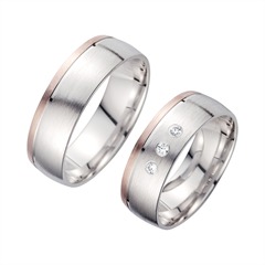 Unique Eheringe Rot- und Weißgold, 3 Brillanten 0,06 ct Unkategorisiert online kaufen
