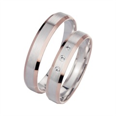 Unique Eheringe Rot-/Weißgold, 3 Brillanten 0,03 ct, 4 mm Unkategorisiert online kaufen