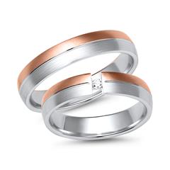Unique Eheringe Rot-/Weißgold mit Brillant 0,03 ct H/SI, 4,5 mm Unkategorisiert online kaufen