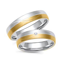 Unique Eheringpaar Gelb-/Weißgold, Brillant 0,01 ct TW VS1 Unkategorisiert online kaufen